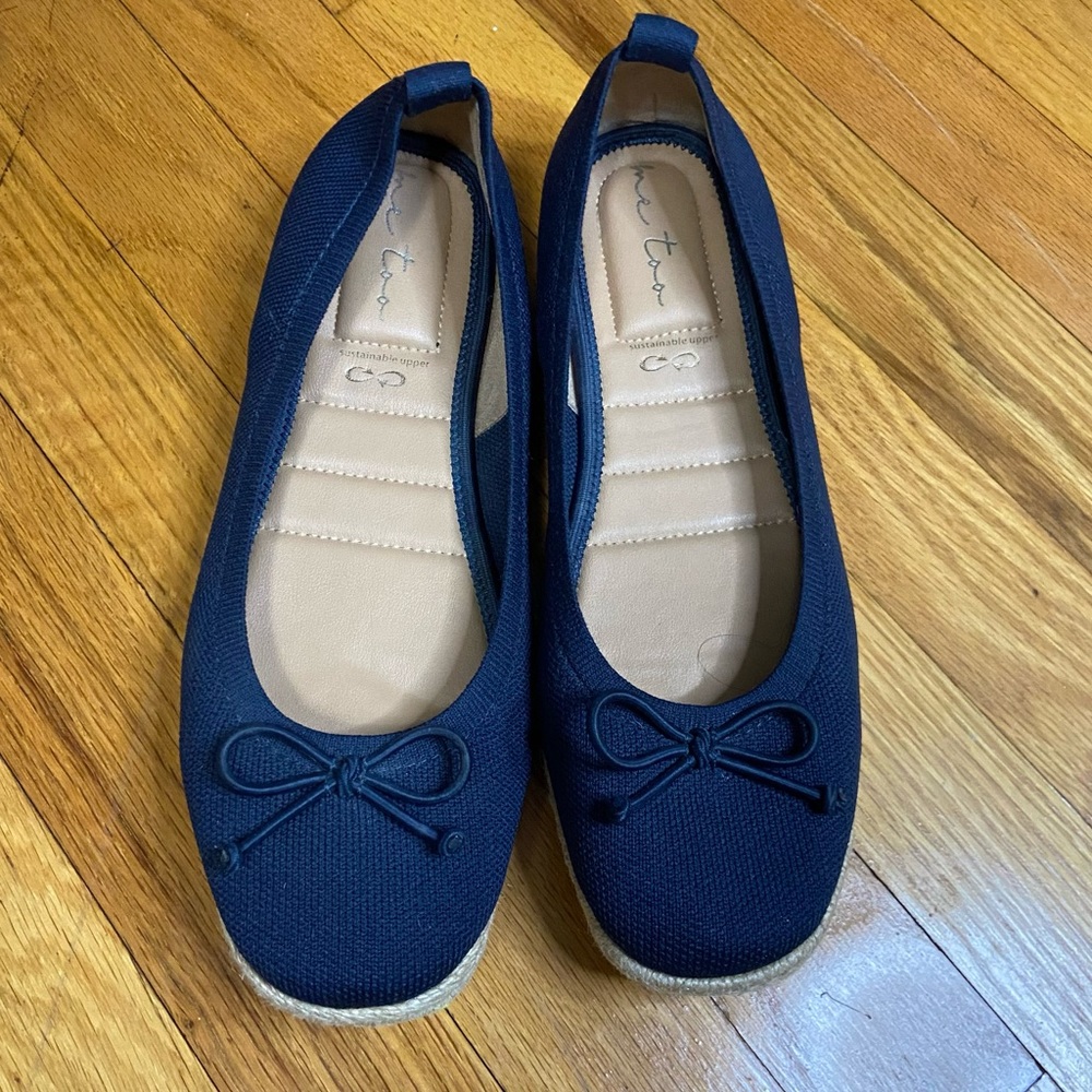Me Too Sustainable Slip On Kenzie Mesh Flat Espadrilles Navy Blue Women 9